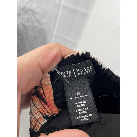 WHBM Floral Hi Low Slip Dress Halter Tie Neck Black/Multi Size 12 Tassels - Picture 8 of 8